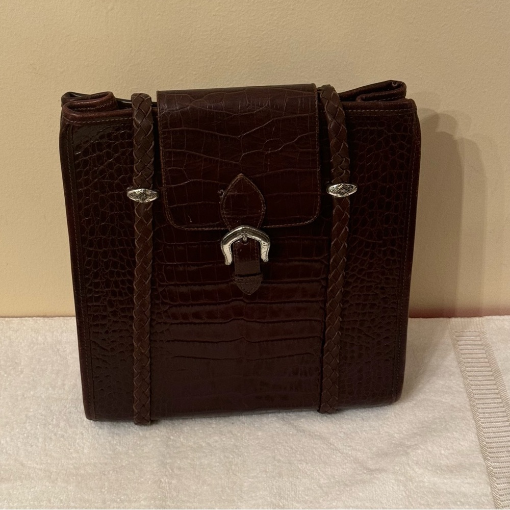Brighton Classic Tote 1990s Brown Alligator Leather Bag
